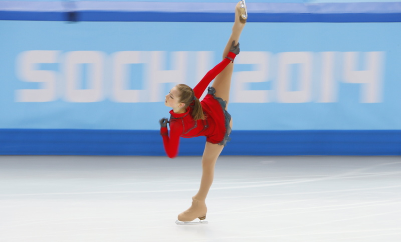 caucasian Ethnicity, sochi 2014 olympic winter games, happiness, Yulia Lipnitskaya, indoors, spiral Kerrigan, skater, suit, childhood, balance, people