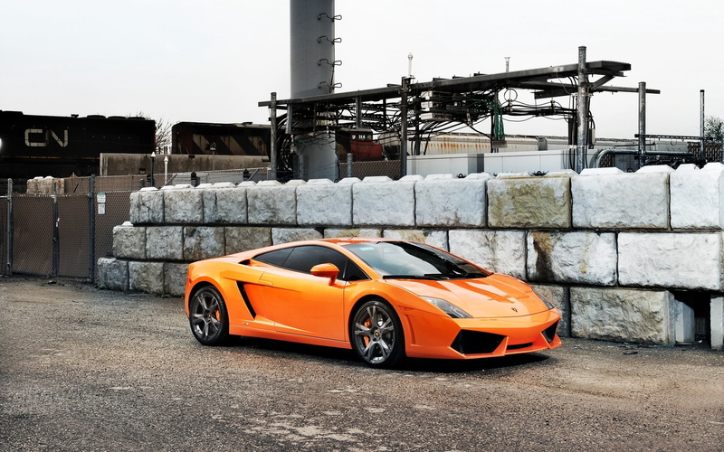 sports Car, orange, no People, transportation, power, lamborghini, coupe, 2K, modern, style, outdoors, gallardo, technology, car, sports, speed, sport