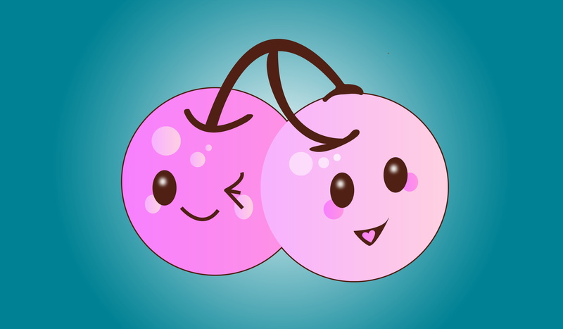 4K, Cherries (food), artwork, Emoticons, Adobe Illustrator