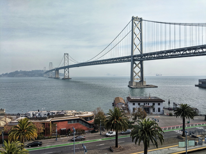 sea, california, day, water, bay, engineering, bay bridge, built structure, architecture, cloud - sky, united states, travel, bridge - man made structure