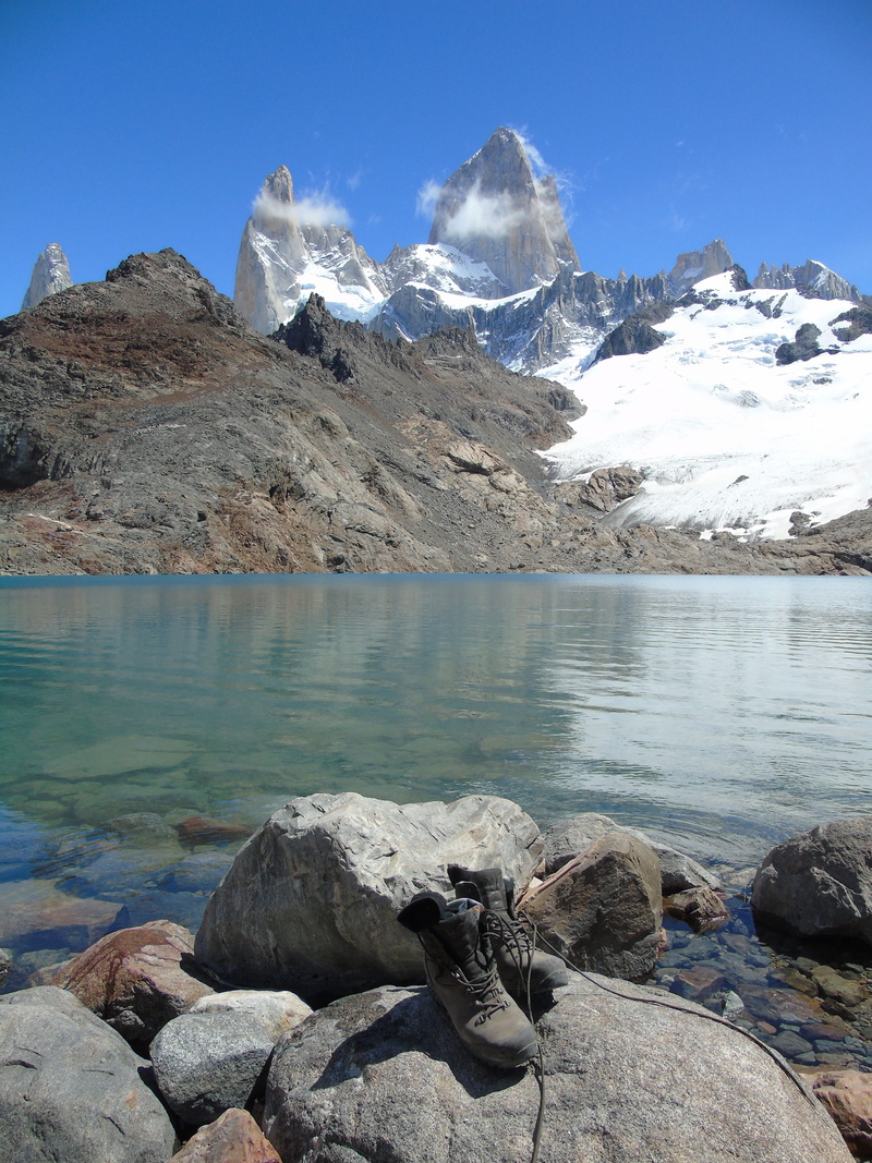 cold temperature, fitz roy, glacial lake, lake, nature, day, winter, rock, water, mountain, tranquility, mountains, sky, rock - object, mountain peak, mountain range