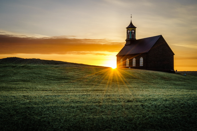 landscape, clouds, church, house, 720P, sky, Iceland, ILCE-7R, photography, sunset, nature, f4, grass, silhouette, sony, rural Scene