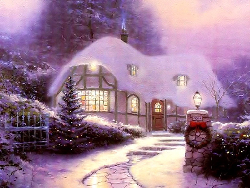 houses, home, architecture, Christmas, house, tree, art, Winter, country, 720P, Lights, snow, hd
