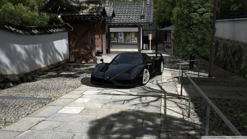 black, driveway, sports, cars, coupe, enzo, 1080P, japan