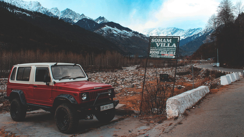 parked, valley, street, transportation, land vehicle, red, transportation system, motor vehicle, photography, winter, day, car, no people, mode of transportation