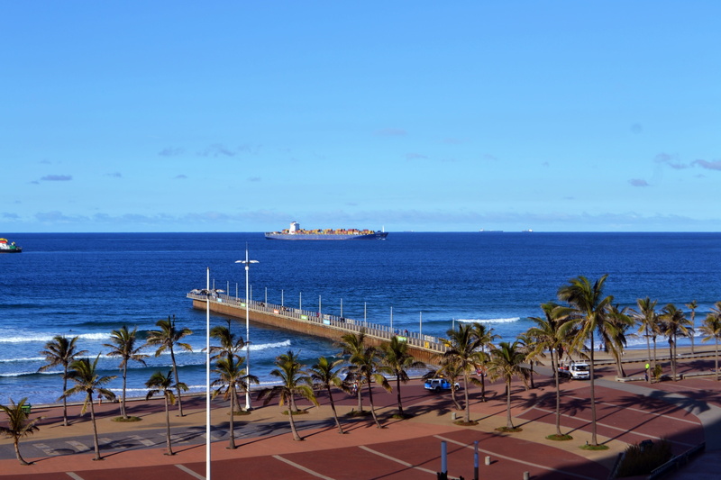 ocean, water, blue, horizon over water, wave, sky, 4K, scenics - nature, palm tree, ship, tropical climate, no people, stcw, horizon, land, imo, high angle view