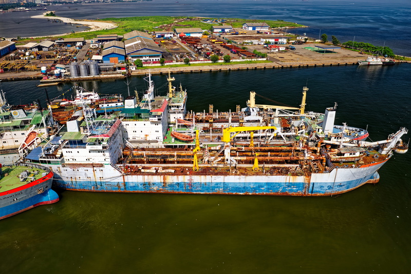 from above, built structure, harbor, 5K, transportation system, building exterior, sea, transportation, aerial, water, outdoors, high angle view, industry