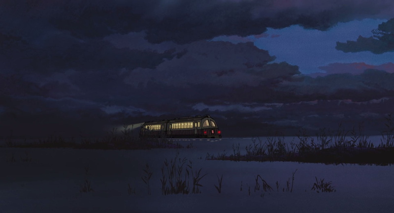 environment, sky, winter, beauty in nature, spirited away, architecture, transportation, dark, cloud - sky, water, nature, 1080P, no people, motion, illuminated