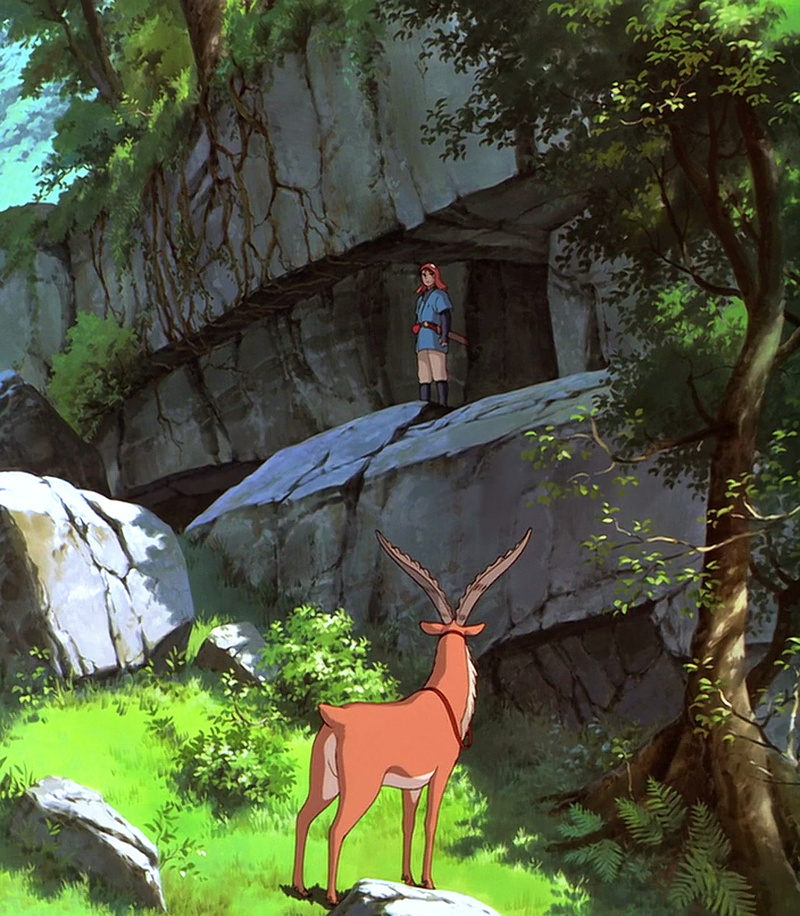 day, nature, trunk, people, seat, full length, 720P, anime, creativity, leisure activity, art and craft, tree trunk, Princess Mononoke, Studio Ghibli