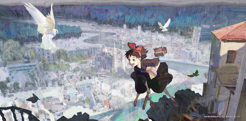 artwork, 1080P, anime, Kikis Delivery Service, digital art, Studio Ghibli