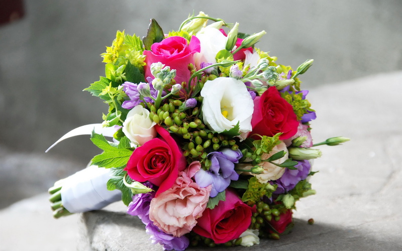 2K, Eustoma, Bouquet, Roses, Flowers