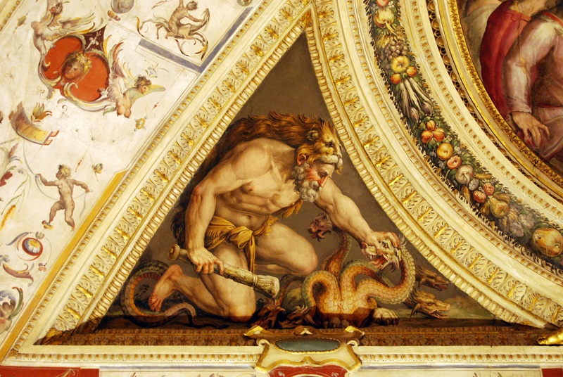 belief, statue, no people, architecture, architectural column, man, mural, low angle view, palazzo, italy, travel destinations, tuscany, human representation