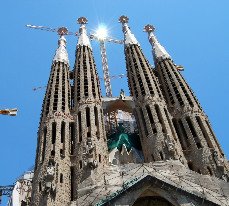 particular, sunlight, belief, clear sky, day, travel destinations, sagrada Familia, church, christianity, place of worship, building, catalonia, built Structure