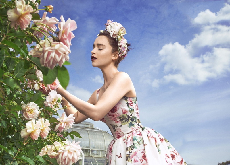 Wreath, Lipstick, Flower, Pink Flower, Actresses, Dress, Rose, Actress, English, Emilia Clarke, 1080P, Rose Bush