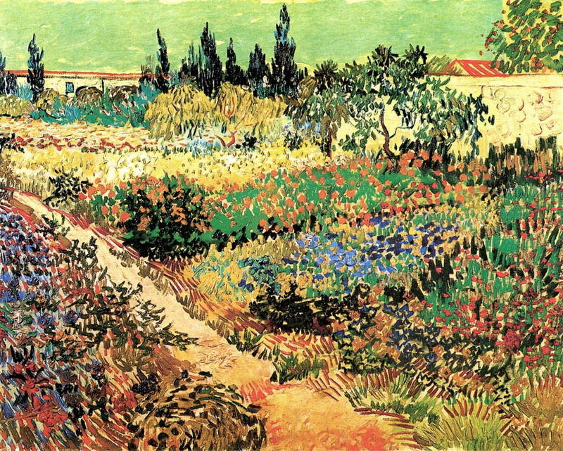 1080P, flowers, Vincent van Gogh, with Path, Flowering Garden