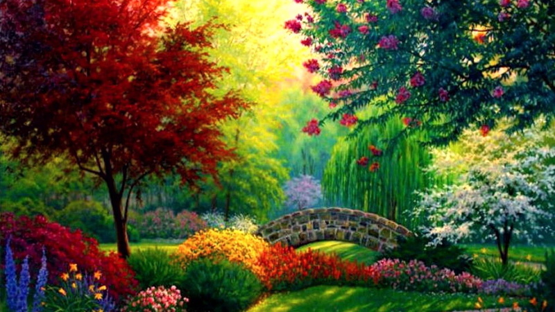 fantasy, plant, flowering plant, tree, front or back yard, green color, flower, beauty in nature, landscaped, formal garden, multi colored, garden, nature