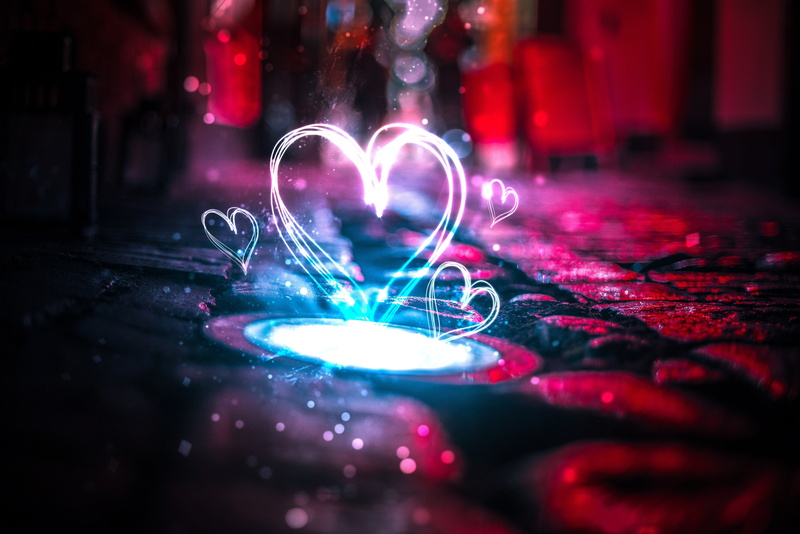 Love hearts, Neon lights, 5K, 4K