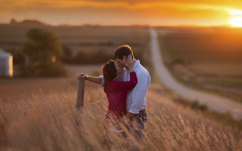 1080P, sky, field, couple, Kiss, 1920x1200, road, photography, 4k love