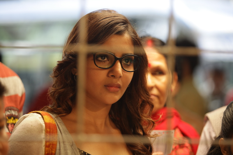 wearing, woman, 5K, 5K, eyeglasses, black, Samantha, white, framed, Tamil actress, shirt