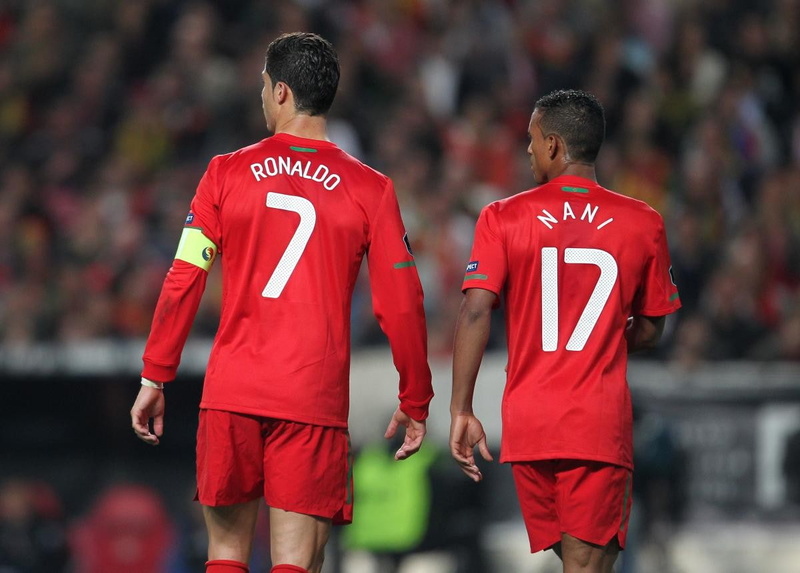 young adult, Portugal, soccer, sports uniform, team sport, couple, Nani, adult, teamwork, group of people, sportsman, 480P, red, clothing, togetherness