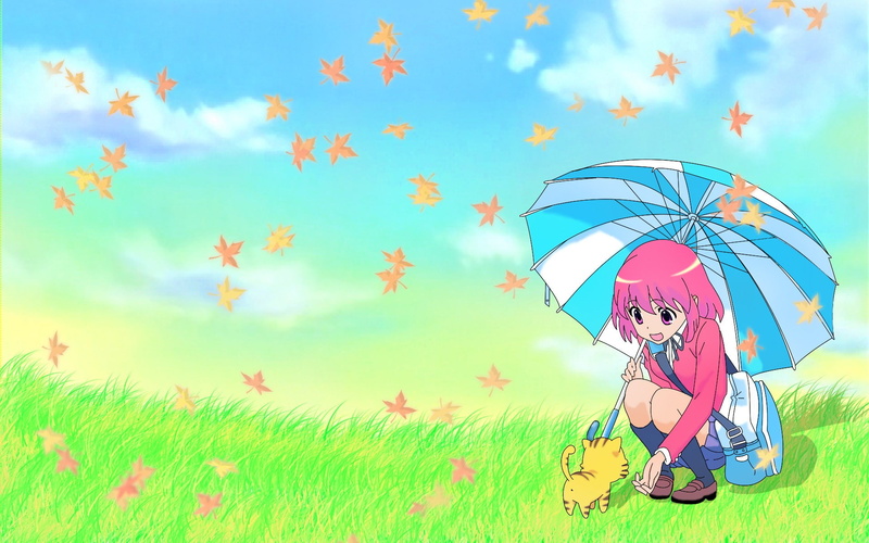 women, real people, plant, Kushieda Minori, grass, blue, land, Toradora!, leisure activity, day, tree, clothing, field, full length, one person, 1080P