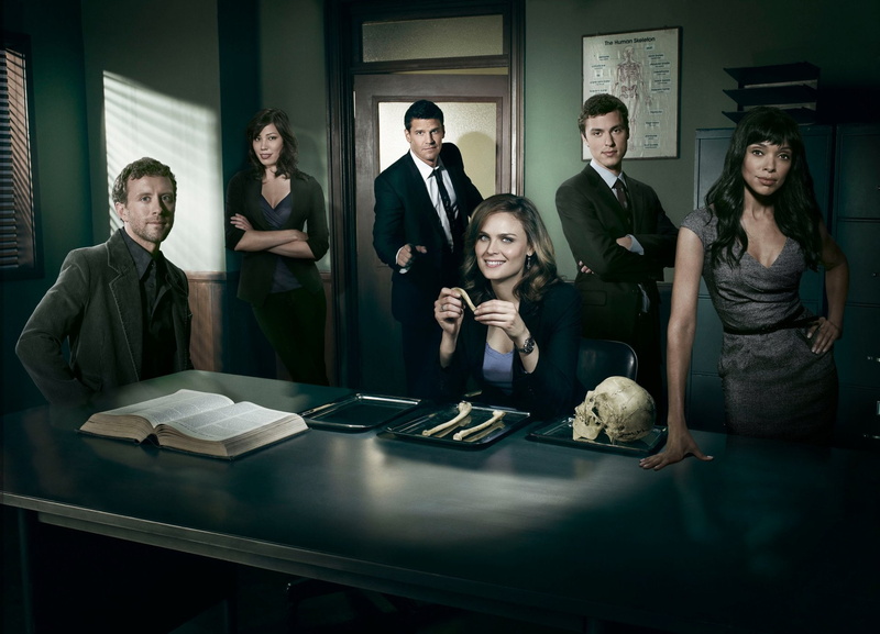 Tamara Taylor, Jack Hodgins, Bones, TV Show, Michaela Conlin, Seeley Booth, Angela Montenegro, John Francis Daley, Camille Saroyan, David Boreanaz, Lance Sweets