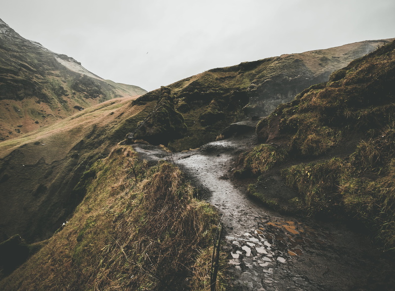 no people, exotic, sky, fog, skógafoss, 4K, land, nature, mountains, outdoors, mountain, environment, winter, flowing water, travel, scenics - nature