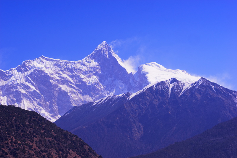 daytime, mountain Peak, blue, nature, shot, close, mountain Range, snow, peak, landscape, Namchabarwa, white, snow peak, mountain, Tibet, Nyingchi, outdoors