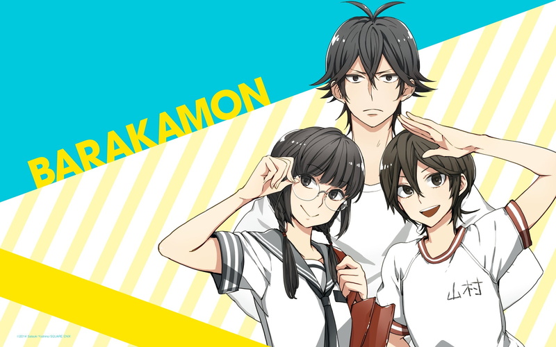 people, front view, men, lifestyles, adult, Kotoishi Naru, females, young men, women, looking at camera, text, hairstyle, anime, holding, Barakamon, Handa Seishuu