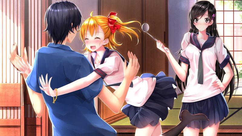 Handa Seishuu, Kotoishi Naru, anime, Swordsouls, Kubota Hina, anime girls, Barakamon, school uniform, 1080P