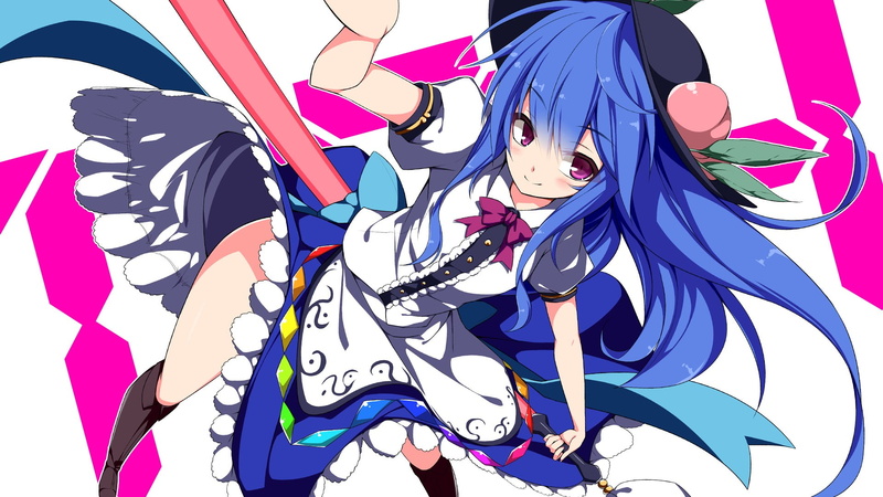 design, Touhou, lifestyles, nature, representation, indoors, creativity, human representation, 1080P, pink color, pattern, purple, art and craft, Hinanawi Tenshi 