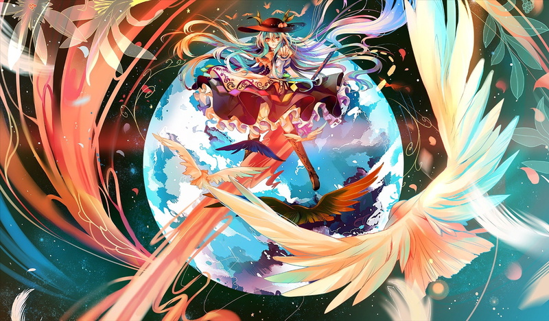 Hinanawi Tenshi, birds, 720P, Touhou