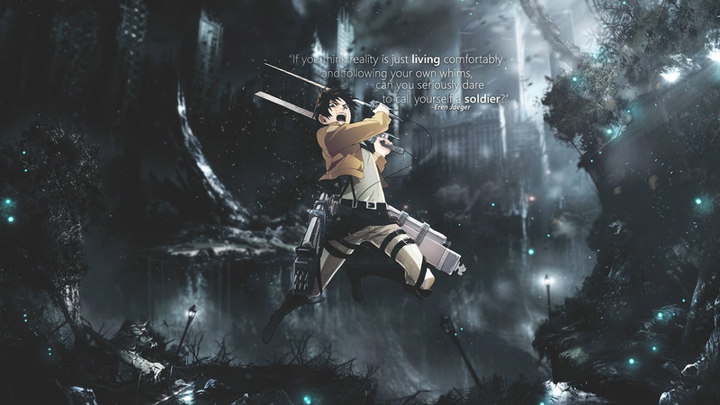 1080P, night, one person, lifestyles, male, men, winter, full length, haired, outdoors, anime, jumping, plant, black, Shingeki no Kyojin, soldier, sport