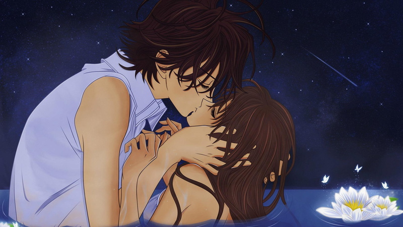 female, haired, brown, male, 1920x1080, black, merupuri, 1080P, character, illustration, anime