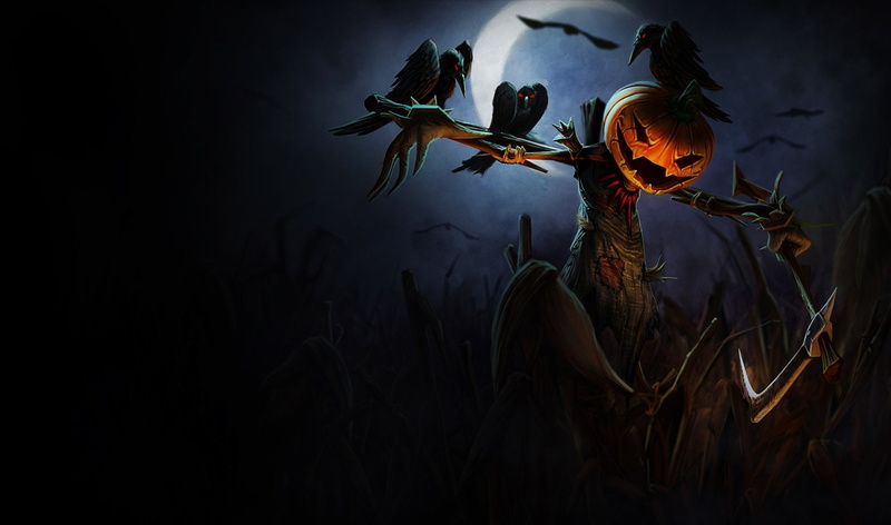 Raven, Halloween, Video Game, Wheat, Holiday, 720P, Scarecrow, Field, Jack-o-lantern, League Of Legends, Fiddlesticks (League Of Legends)