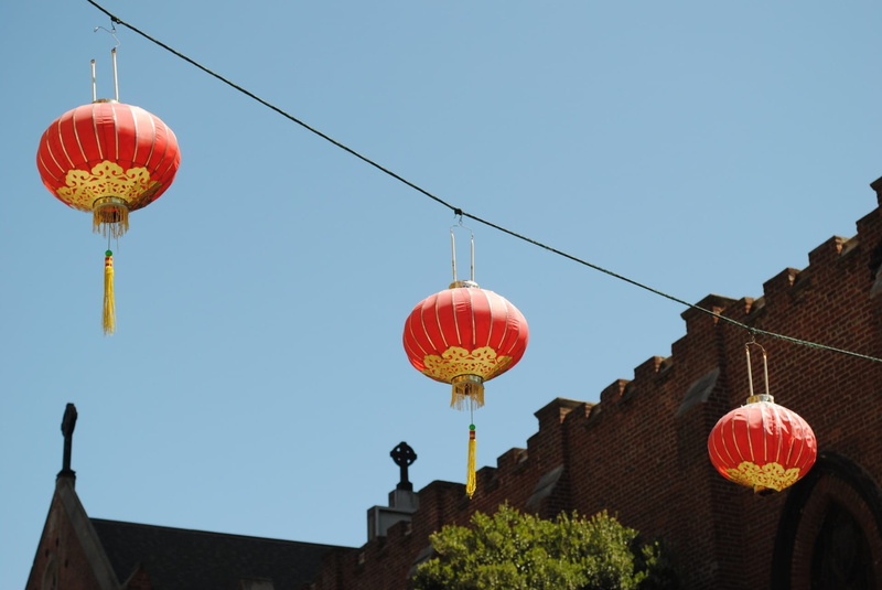 china town, chinese new year, clear sky, colorful, lantern, san francisco, religious, cultures, tradition, outdoors, Culture, architecture, celebration
