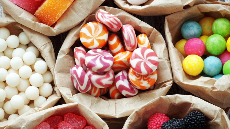 Candy, Sweet, 4K, Assorted, Fruit, Food, Colorful