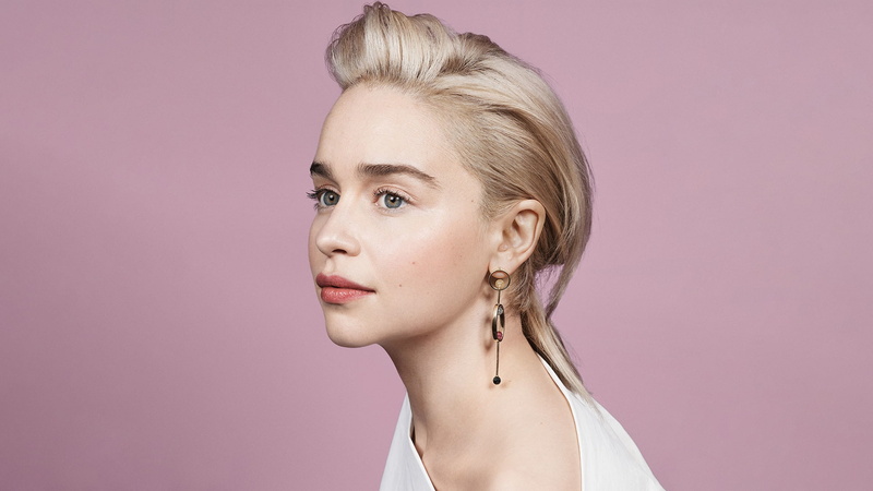 adult, contemplation, headshot, Clarke, hairstyle, 2018, For, Emilia, Fair, young adult, beautiful woman, colored background, studio shot, beauty, pink background