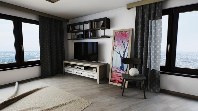 flat screen, modern, flat, no people, table, television, tv, technology, indoors, luxury, screen, 3D, sea, day, sofa, wooden, 1080P, water, furniture