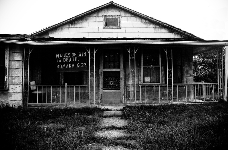 photo, old, entrance, architecture, outdoors, building, house, window, grayscale, abandoned, communication, day, 2K, building exterior, text, nature, monochrome