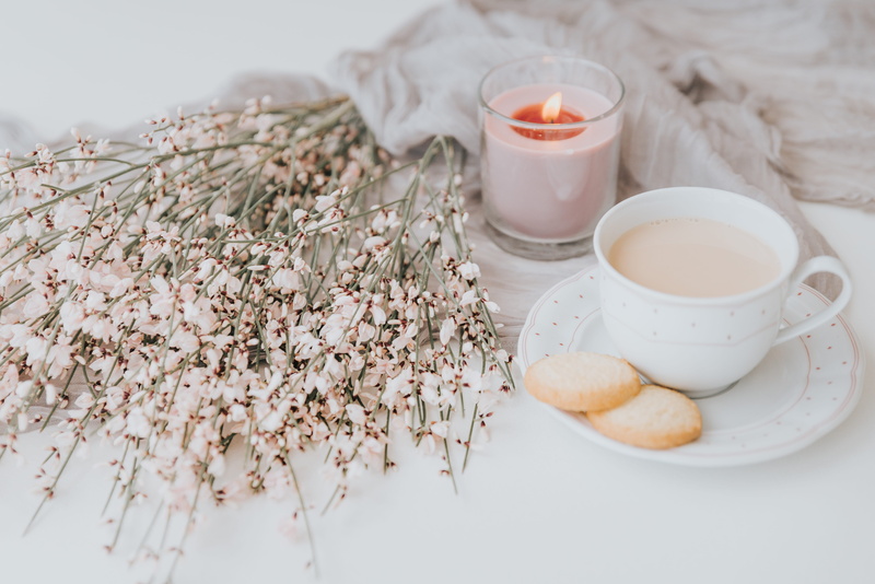 pottery, ceramic, freshness, creme, confectionery, shop, saucer, refreshment, meal, plant, close-up, high angle view, tea cup, vase, breakfast, no people