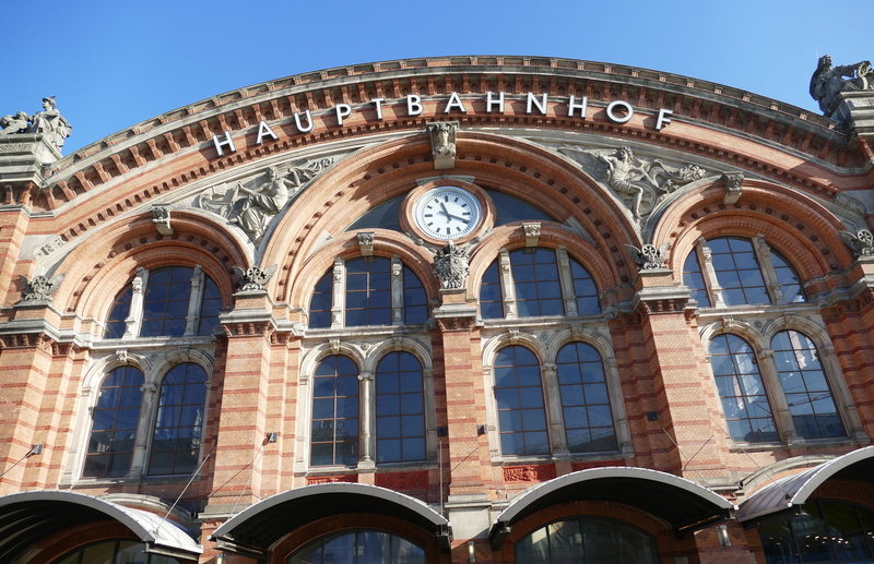 travel, no people, coat of arms, clear sky, railway, the past, outdoors, nature, window, central station, travel destinations, building, facade, bremen