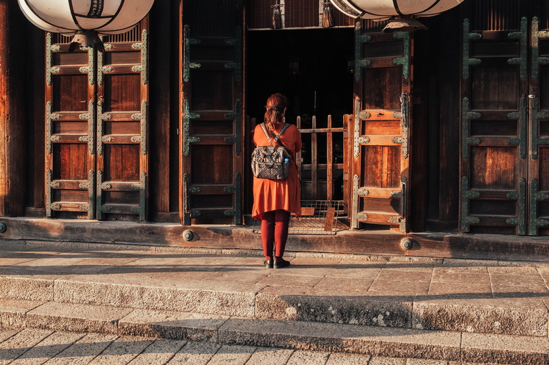 casual clothing, japan, females, skirt, people, furniture, woman, architectural column, human, day, girl, building exterior, lifestyles, nara prefecture