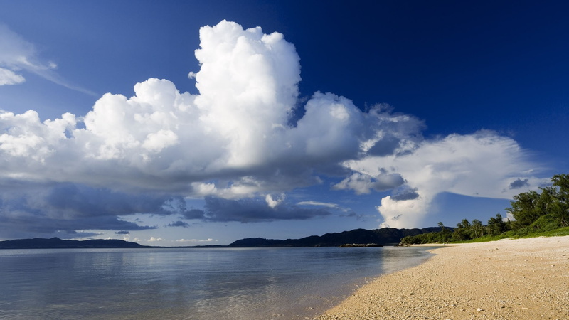 islands, Clouds, art, fields, skylines, hd, skyscapes, sunset, beaches, skyline, 1080P, sun, ocean, nature, Landscapes, grass, mountains