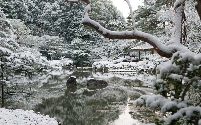 autumn, hd, winter, lakes, 1080P, nature, art, x, japan, garden, snow