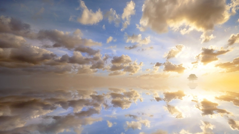tranquil scene, cloudscape, no people, sunlight, day, idyllic, sky, bright, backgrounds, meteorology, cloud - sky, low angle view, nature, sunset, reflection