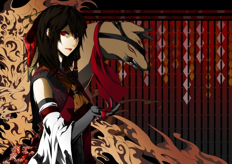 x, red, art, girls, red eyes, 480P, anime, hd, eyes, hot, Touhou