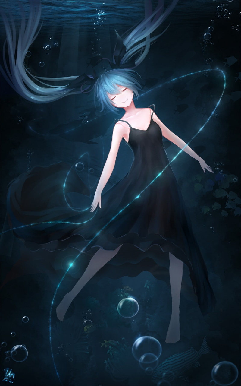hair, vocaloid, long, long hair, 720P, hatsune, hatsune miku, underwater, miku