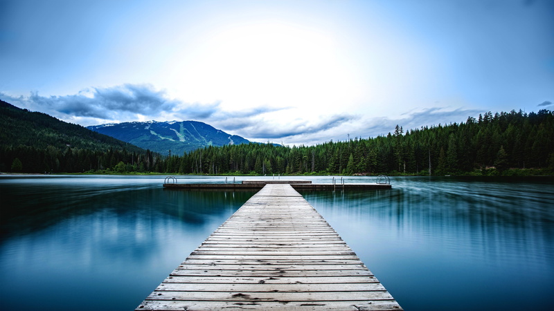 Mountains, whistler, coast, 5K, dock, 5120x2880
