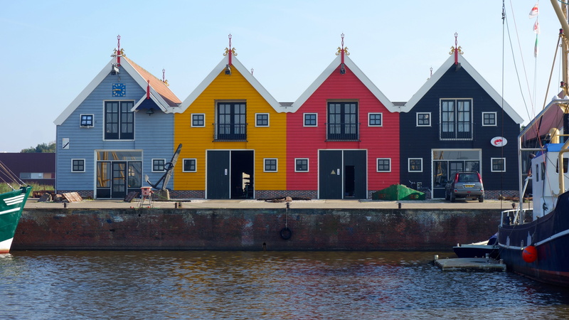 groningen, architecture, holland, yellow, water, residential district, building, buildings, row, outdoors, tourism, transportation, warehouses, city, built structure
